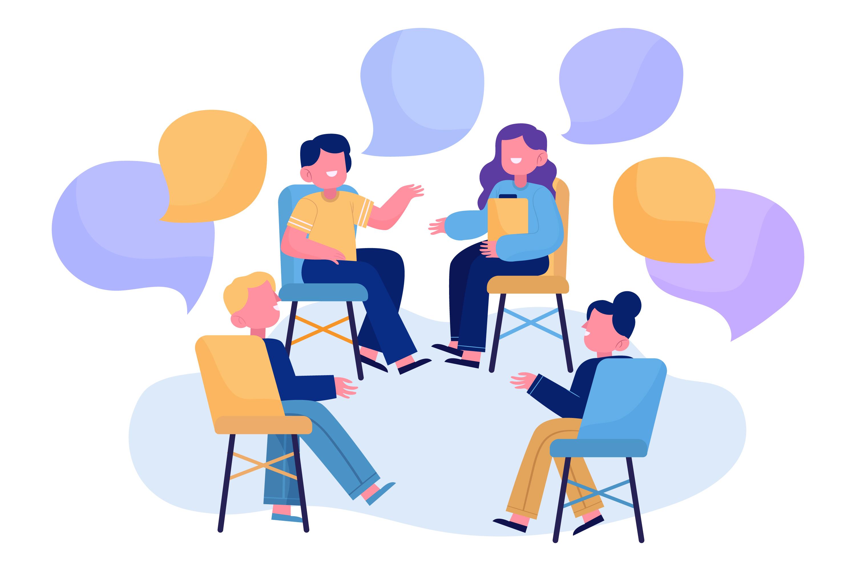 un grupo de personas teniendo un debate