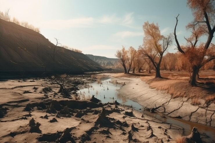 Fotografía de un río seco