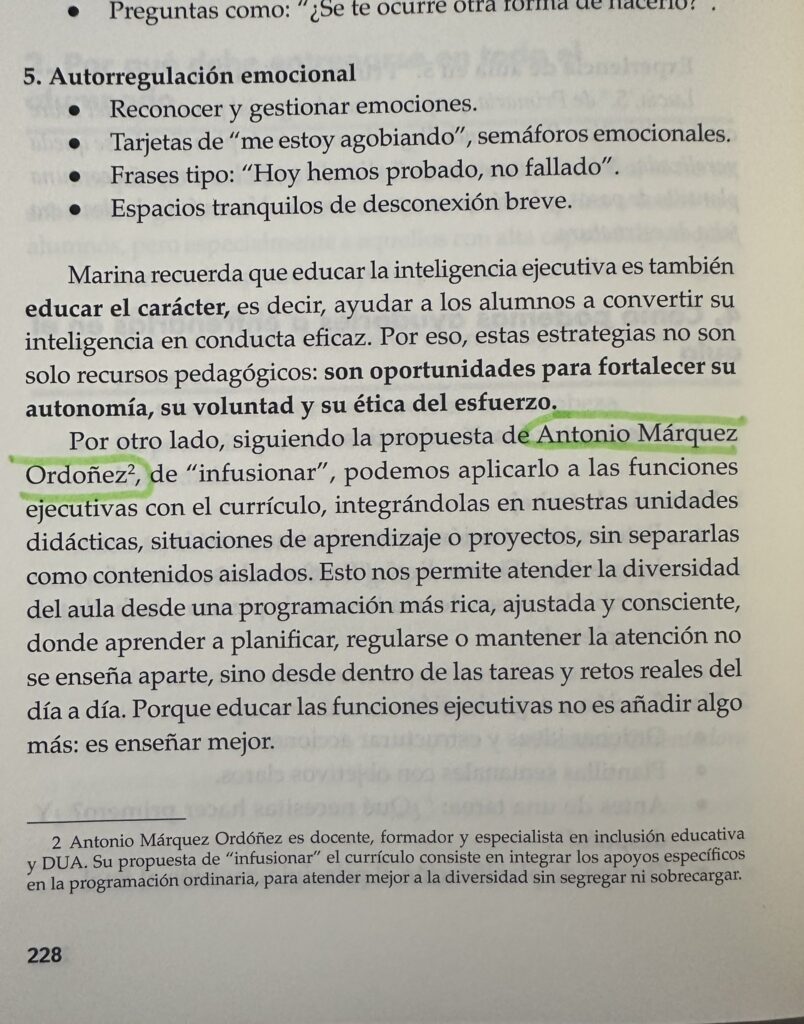 página en la que se hace referencia a la infusión de programas específicos de Antonio Märquez